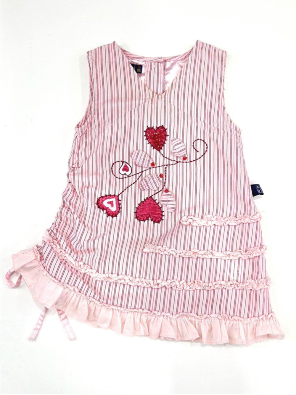 Vintage fairycore Souris Mini dress, red heart appliqués, embroidered | 18M